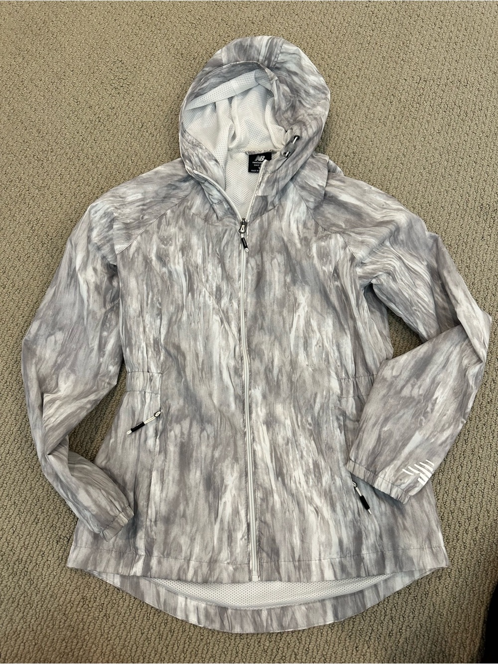 New Balance Women's Gray Patterned Hooded Utility Jacket